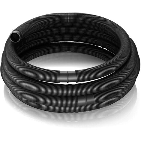 TEICHTIP Wiltec Manguera de piscina 12 m ⌀38 mm 190 g/m negra con manguitos, manguera de bomba para piscinas, tubo de aspiración, manguera solar flotante