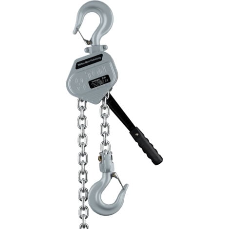Wiltec Mini paranco a catena manuale VM3 fino a 3 t, altezza di sollevamento di 1,5 m, in alluminio, per il sollevamento di carichi pesanti