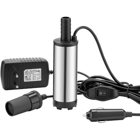 Wiltec Mini Pumpe 12-15 l/min 8500 U/min 12 V, 16 mm Auslass, Tauchpumpe für Wasser und Dieselöl, zum Ablassen von Flüssigkeit, Entwässerung, Umpumpen