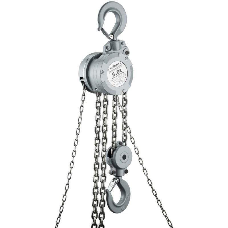 Wiltec - Palan à chaîne Aluminium Charge jusqu'à 5 Tonnes Treuil manuel Hauteur de levage 3 m G100 Palan à levier Système Levage Charges lourdes