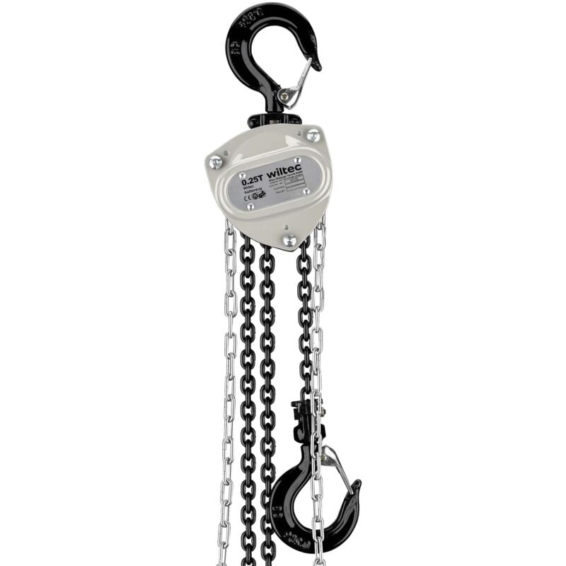 Wiltec - Palan à chaîne manuel V21-0.25 ultraléger et compact – Capacité de levage 0,25 t – Hauteur de levage 3 m – Chaîne 3 m – Palan mécanique de