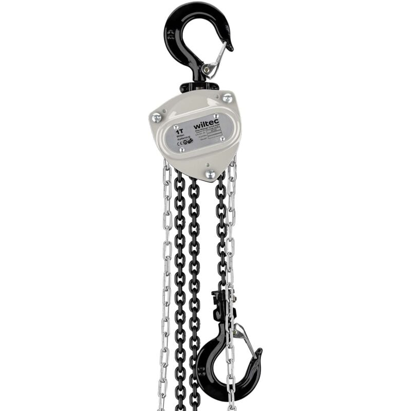 Wiltec - Palan à chaîne manuel V21-1 ultraléger et compact – Capacité de levage 1 t – Hauteur de levage 3 m – Chaîne 3 m – Palan mécanique de levage