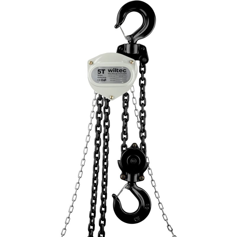 Wiltec - Palan à chaîne manuel V21-5 ultraléger et compact – Capacité de levage 5 t – Hauteur de levage 3 m – Chaîne 3 m – Palan mécanique de levage