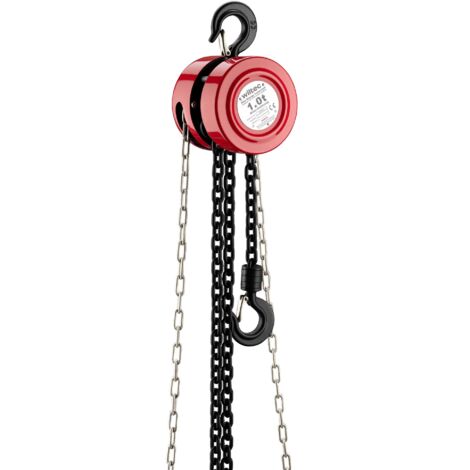 Wiltec Paranco a catena manuale, max 1000 kg, con catena di 3 m, per sollevamento di carichi pesanti