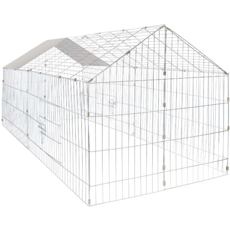 Wiltec Parc enclos pour petits animaux domestiques – 1800 x 750 x 750 mm – en Acier – Clôture verrouillable avec Toit grillagé à pignon – Cage lapin Clapier hamster cochon d'Inde Tortue Rongeur
