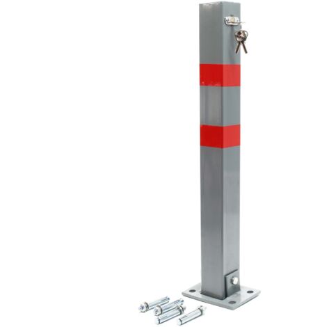 Wiltec Parkpfosten 700 x 160 x 110 mm, Parkplatzsperre klappbar eckig, Absperrpfosten aus Stahl, Parkpfosten, Poller