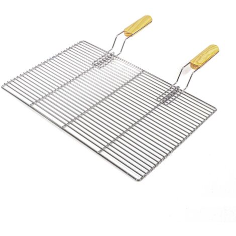Wiltec Parrilla barbacoa 60x40cm rectangular con mangos barbacoa grill plancha rejilla asadero acero inoxidable grill