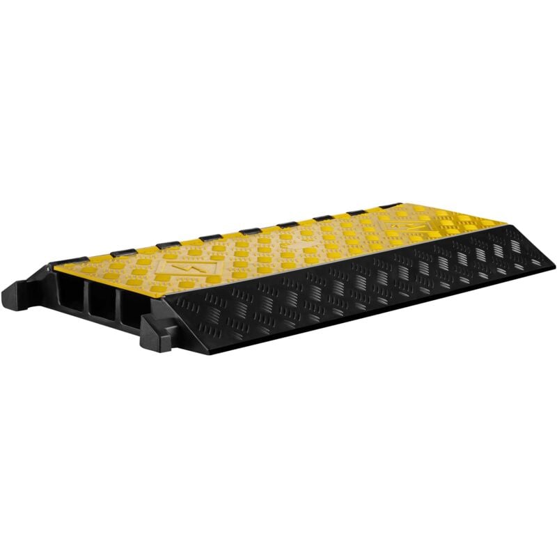Wiltec - Passe cables à 3 canaux, 930 x 490 x 80 mm, capacité de charge max. 30 t, en caoutchouc et pp, passage protège câbles, goulotte de câblage
