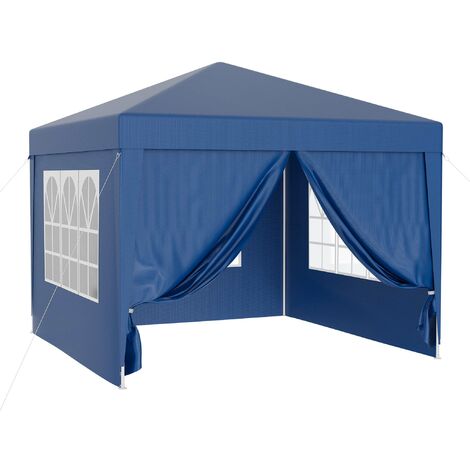 Wiltec Pavillon 3 x 3 m in Blau mit UV-Schutz 50+, Gartenpavillon mit abnehmbaren Seiten, Partyzelt mit Fenstern für z. B. Terrasse und Festival