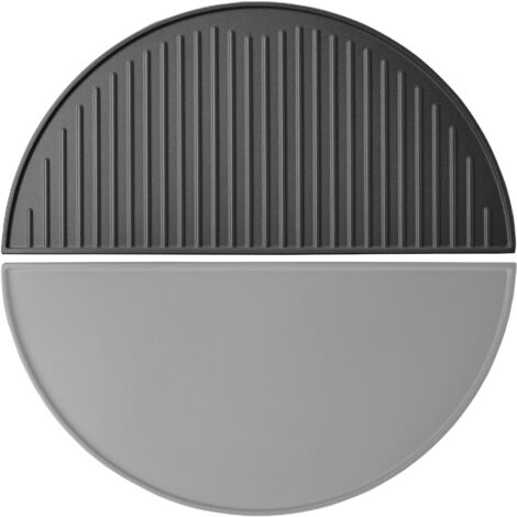 Wiltec Piastra in ghisa rigata, forma a mezza luna, 49,8 x 24 x 1,5 cm, griglia in ghisa per barbecue, bistecchiera, ideale per grigliare carne, pesce, verdure