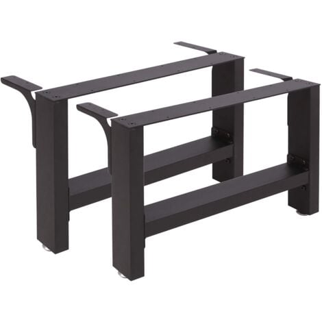 Wiltec Pieds de table basse chevet en Profil carré - 640 x 240 x 400 mm - couleur Noire - en Acier - Revêtement par poudre - Piètement Support bureau pour Plan de travail