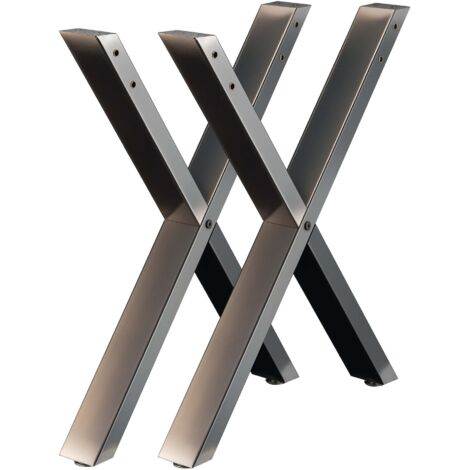 Wiltec – Pieds de table en forme de X 600 x 40 x 720 mm – Acier verni noir – Montage facile – Stabilité optimale pour charges lourdes