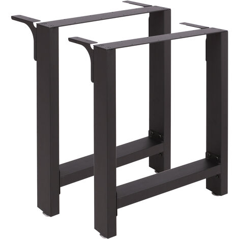 Wiltec Pieds de table en Profil carré - 600 x 240 x 720 mm - couleur Noire - en Acier - avec Revêtement par poudre - Piètement Support de bureau Réglable pour Plan de travail Salle à manger
