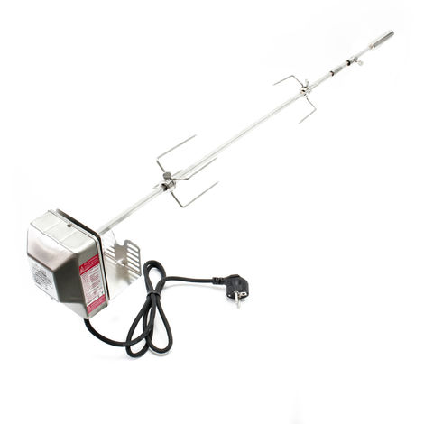 Wiltec Pincho BBQ grill 97 cm acero inoxidable con 2 agujas de carne pincho giratorio brocheta parrilla