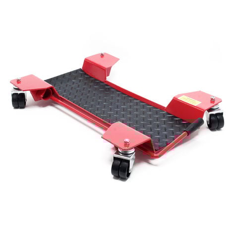 Wiltec Plataforma rodante para motos máx. 250 kg caballete central, carro con ruedas giratorias, ideal para talleres y garajes, mantenimiento de motocicletas