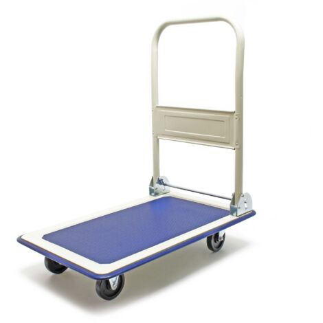Wiltec Plattformwagen bis 150 kg 720x475x840 mm, Transportkarre klappbar mit Bügelgriff und gummibezogener Ladefläche, Transporthilfe