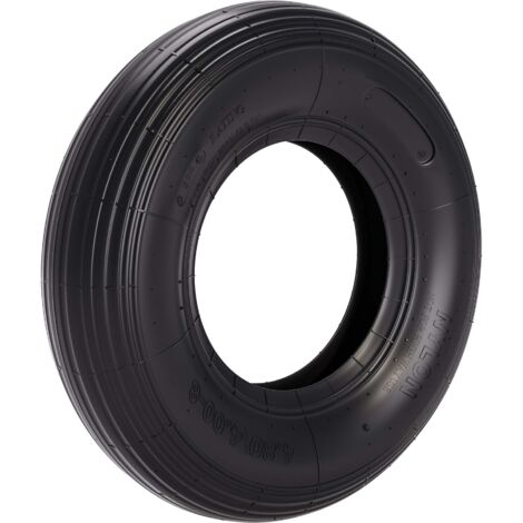 Wiltec – Pneu 4.00-8 pour diable – 400 x 100 mm – Sans jante ni chambre à air – Capacité de charge 160 kg – Profil antidérapant pour terrains irréguliers