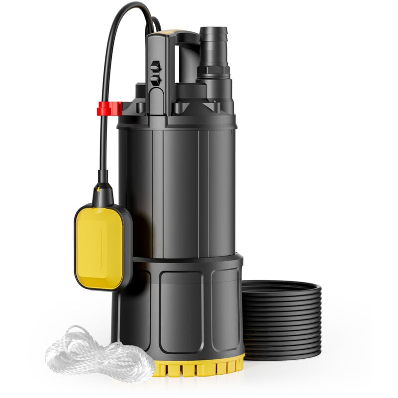 Pompe à eau immergée 1000 w – 5500 l/h – Refoulement max. 30 m, profondeur max. 7 m – avec Interrupteur à flotteur, Thermorégulateur – Pompe