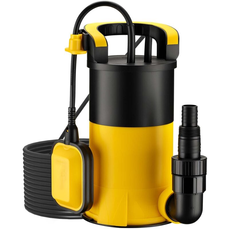 Pompe à eau immergée à aspiration plate 400 w – Jusqu'à 1 mm – 8000 l/h – Refoulement max. 5 m, profondeur max. 7 m – Interrupteur à flotteur,