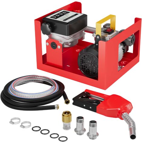 Wiltec Pompe à fuel ou gasoil bio mobile – Autoaspirante – 230 V / 550 W – 60 l/min / 2800 tr/min – avec Pistolet, Compteur, Tuyaux, Châssis de montage et Accessoires