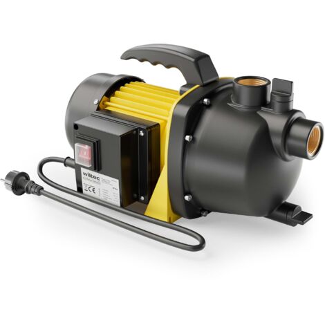 Wiltec – Pompe de surface auto-amorçante 1200 W – Débit 3800 l/h – Hauteur de refoulement 48 m – Vis de purge intégrée – Pour eau douce et pluie