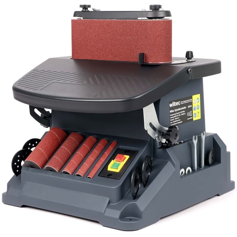 Ponceuse oscillante 2 en 1 Bande et Cylindre 500W inclinable 45° Course 16mm 5x Manchons 2000 tr/min Ponçage à bande Meulage Surface Polisseuse