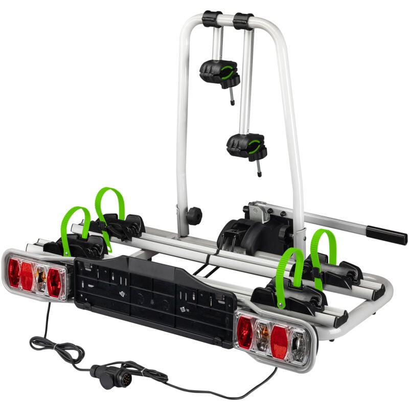 Porte-vélos sur boule d'attelage pour 2 bicyclettes – Capacité max. 60 kg – Crochet pour boule 2' – ø de roue 22-29' – Pliable, verrouillable et