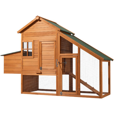 Wiltec – Poulailler en bois d’épicéa pour 3 à 6 poules – Dimensions 1720 x 660 x 1200 mm – Avec nichoir, enclos et bac à crottes galvanisé
