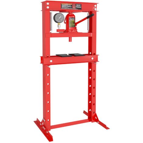 Wiltec – Presse hydraulique d'atelier 12 tonnes – Manomètre pour lecture de pression – Construction en acier robuste – Table réglable 40-705 mm