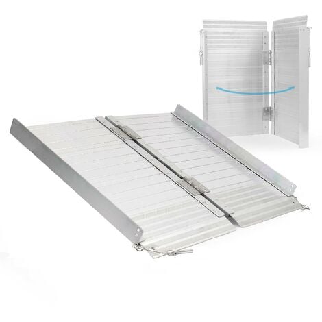 Wiltec Rampa per disabili pieghevole e portatile, alluminio 62 cm max 270 kg, Pedana sedie a rotelle