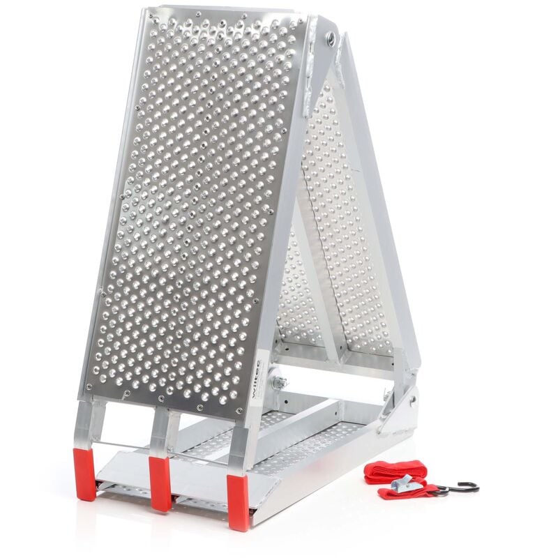 Rampe de chargement 2280 x 288 x 100 mm – pliable en 3 – capacité de charge max. 270 kg – profil à trous – en Aluminium – Rampe d'accès utilitaire