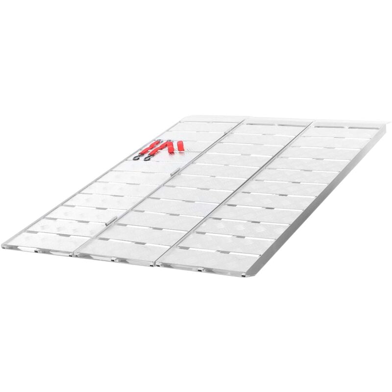 Rampe de chargement 1720 x 390 x 50 mm – pliable en 3 – capacité de charge max. 340 kg – profil à plaques – en Aluminium – Rampe d'accès utilitaire