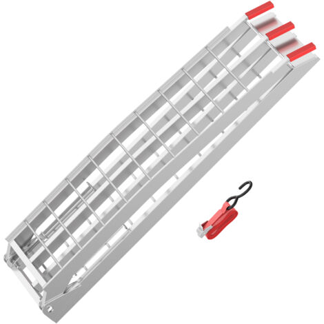 Wiltec Rampe de chargement pliable 2260 x 305 mm – capacité de charge max. 680 kg – en Aluminium – profil à barres – Rampe d'accès utilitaire moto ATV quad remorque