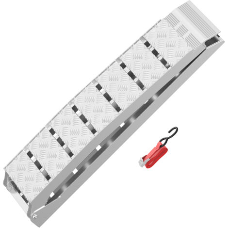 Wiltec Rampe de chargement pliable – 2280 x 280 mm – Capacité max. 680 kg – en Aluminium – avec Sangle – pour Moto VTT Quad – Rampe d’accès Rail