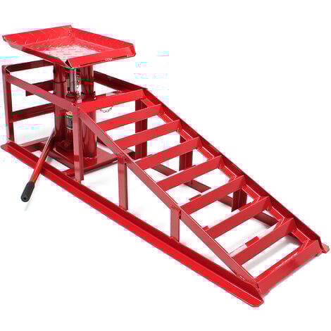 Wiltec Rampe de levage et jack hydraulique – 1140 x 255 x 290 mm – capacité de charge 2000 kg – réglable en hauteur – pour pneus à 225 mm – Entretien Maintien automobile Garage Voitures