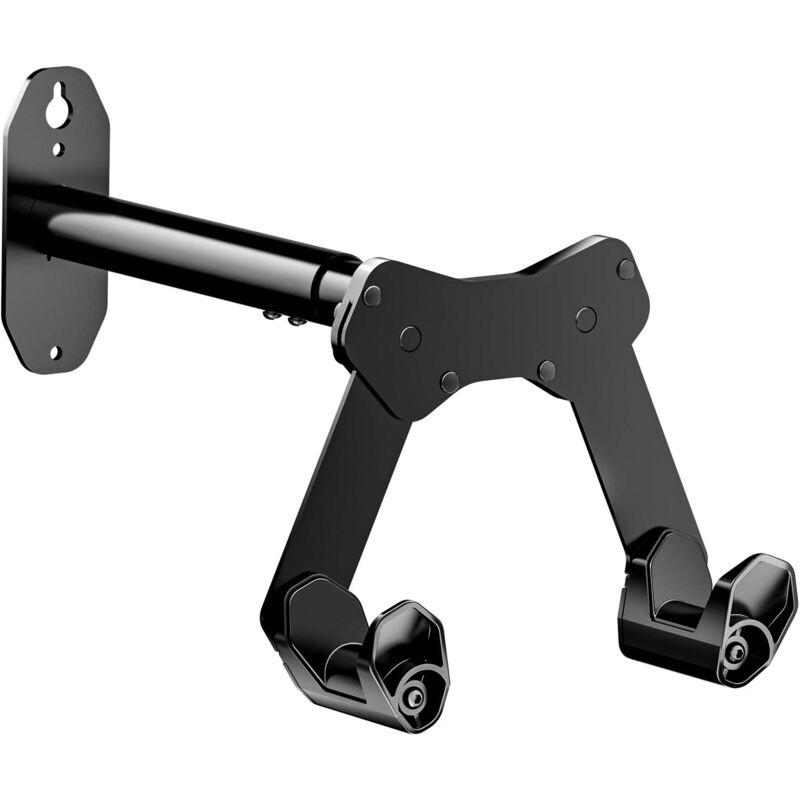 Wiltec - Range-vélo mural pour 1 bicyclette – 398 x 167 x 326-426 mm – Capacité 25 kg – Diamètre de tube max. 55 mm – en Acier, Plastique, Silicone –