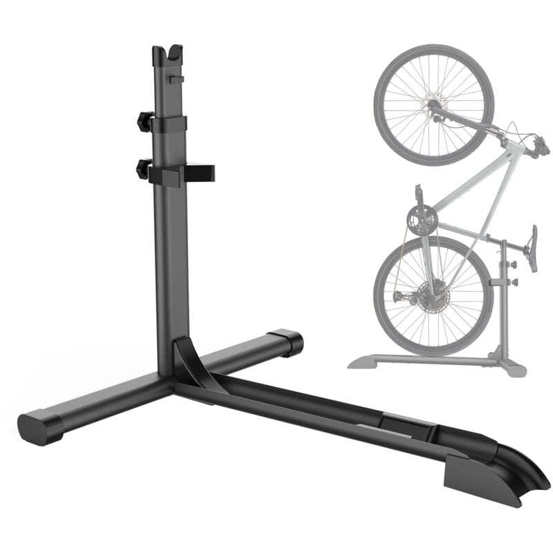 Wiltec - Range-vélo pour 1 bicyclette – 68,8 x 56 x 49,3-81,1 cm – Capacité 25 kg – en Acier – Rack à vélo autoportant, Support rangement
