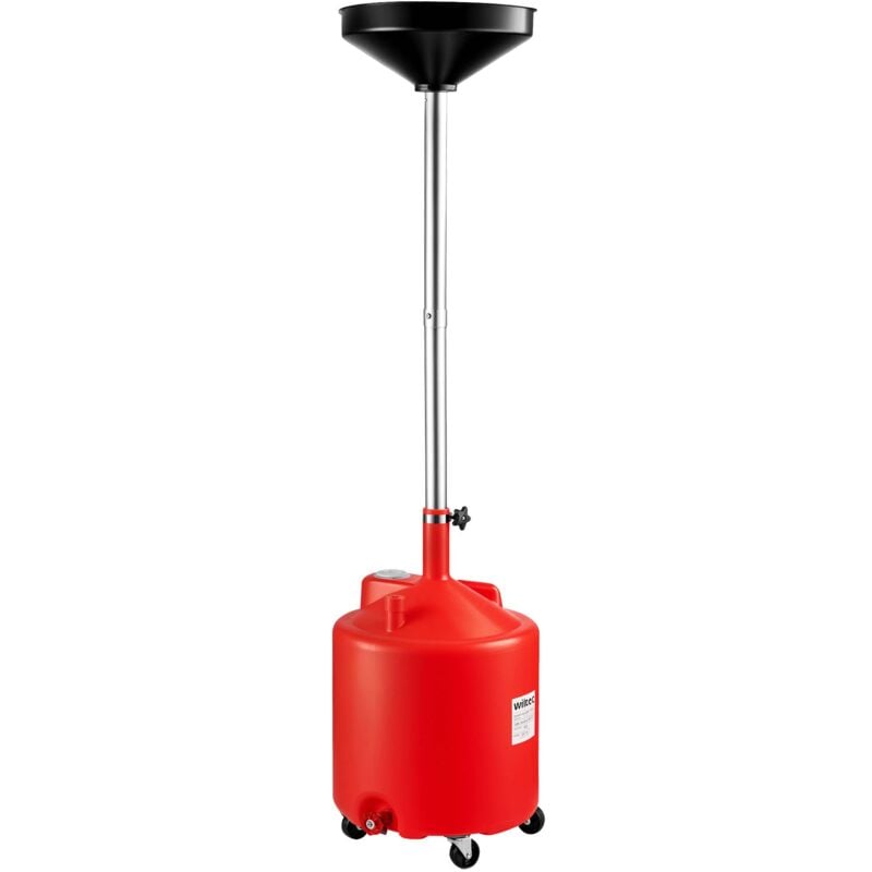 Wiltec - Récupérateur d'huile de vidange – capacité de 75 litres – en pe, aluminium, laiton – Hauteur réglable 145-185 cm – sur 4 roulettes – Chariot