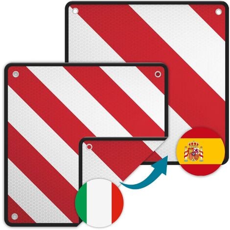 Wiltec Réflecteur de signalisation 2 en 1 – 50 x 50 cm – Panneau avertissement danger pour Italie et Espagne – Homologué pour porte vélos, camping cars, etc.