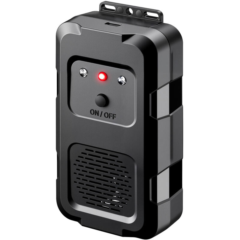 Wiltec Répulsif fouine/martre à ultrasons avec flash LED, portée 20 m², 4×AA / USB‑C / connexion voiture, marche/arrêt auto, pour voiture, maison,