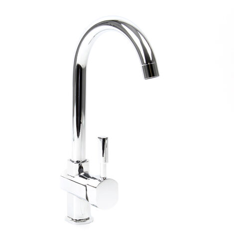 Wiltec – Mitigeur de cuisine chromé à manette unique – Bec pivotant 360° – Corps en laiton – Raccord 16,41 mm pour installation facile