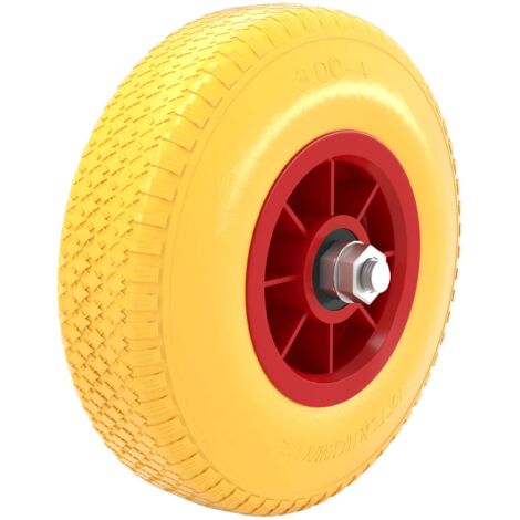 Wiltec – Roue complète increvable 260 mm pour diable et brouette – PU antidérapant – Capacité max 105 kg – Jante acier prémontée