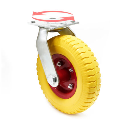 Wiltec – Roulette de transport pivotante increvable Ø 220 mm – Capacité 100 kg – Mousse PU pour usage intensif – Plaque de montage incluse