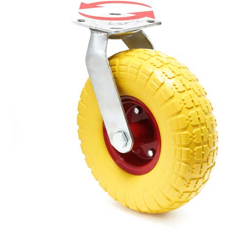 Wiltec – Roue pivotante increvable 258 mm – Capacité 150 kg – En polyuréthane – Plaque de montage pour chariots et remorques – Usage silencieux