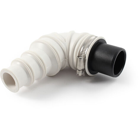 Wiltec Rückschlagventil DN40 für Sanitärbereich, Rückschlagklappe mit 40 mm Außendurchschmesser, 90° Winkelstück mit Stufentülle und Schlauchschelle