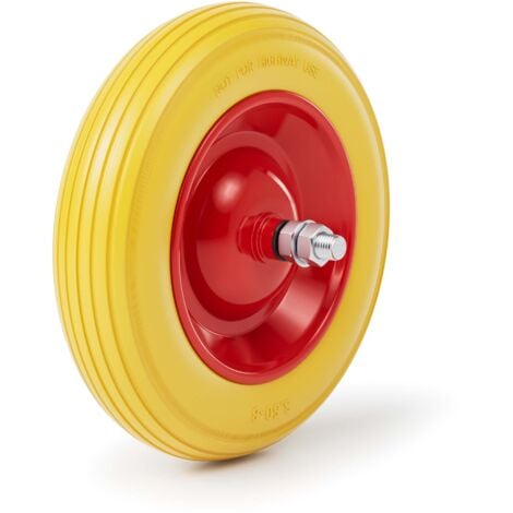 Wiltec Ruota anti-foratura piena 3,5-8, max 130 kg, in poliuretano e acciaio, per carrelli, carriole
