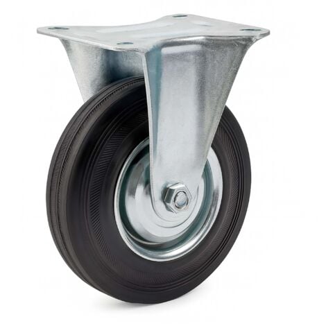 Wiltec Ruota fissa in gomma piena 200mm max 150 kg, con cerchio in metallo, per carrelli