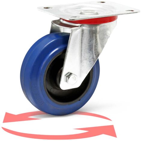 Wiltec Ruota piroettante senza freno 100mm max 150 kg con piastra di montaggio, per carrelli, mobili