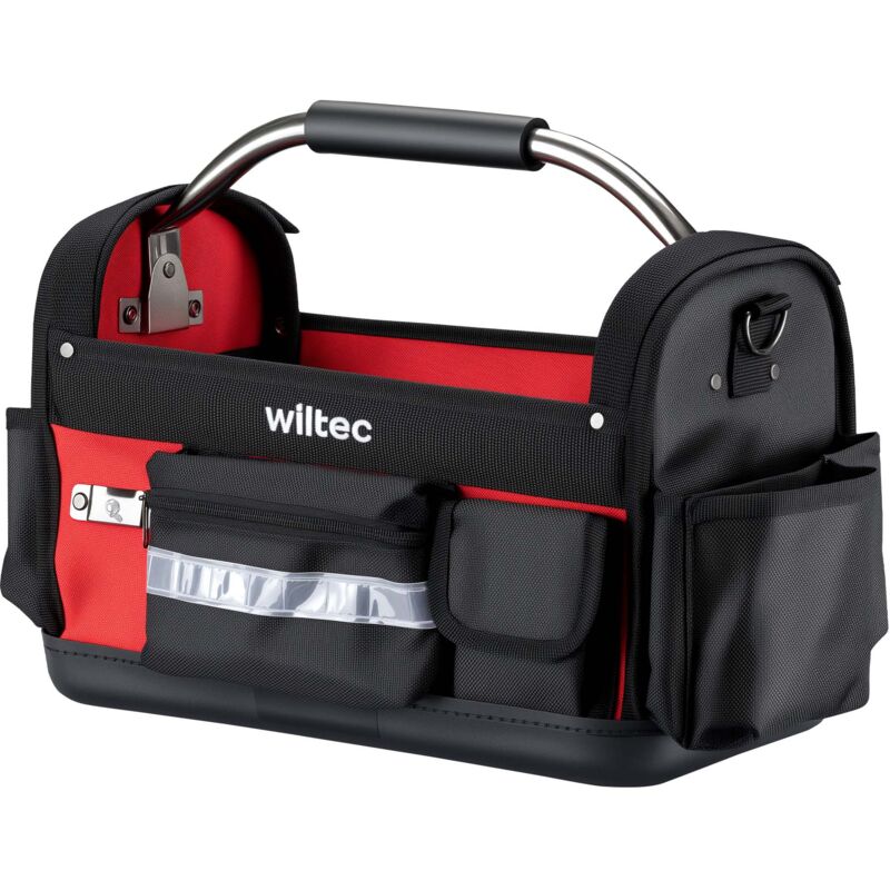 Wiltec - Sac à outils 29 poches – 40 x 20 x 28 cm – pliant – 1680D – avec Bandoulière réglable, Poignée, Poches intérieures et extérieures – Sacoche