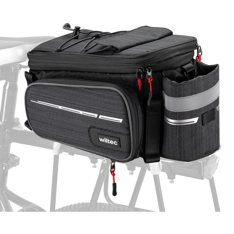 Sacoche étanche extensible pour porte-bagages noire – capacité max. 20 l – en Polyester – avec Housse de pluie – pour vélos et vélos électriques –